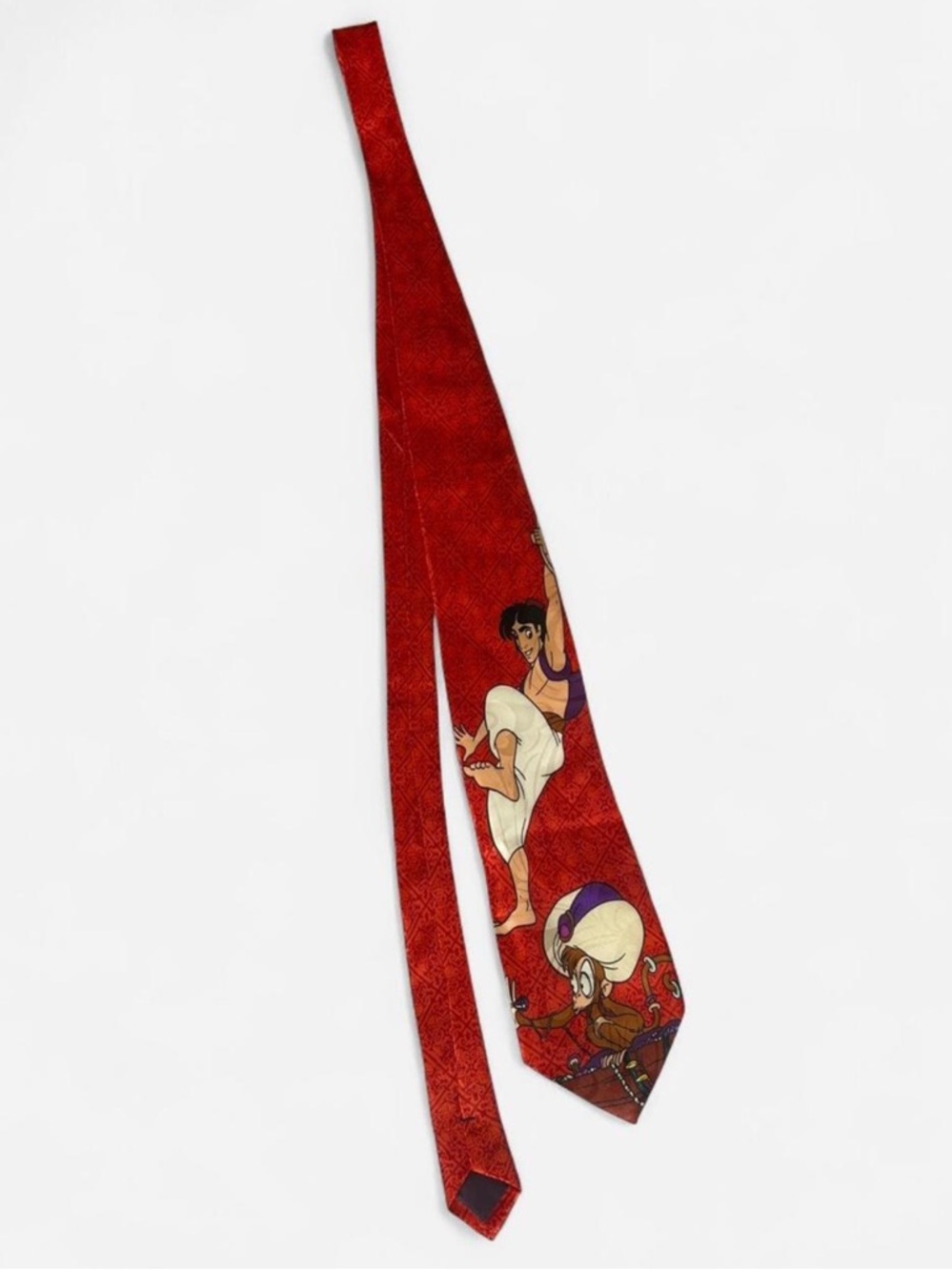 Red Novelty Tie with Aladdin Characters